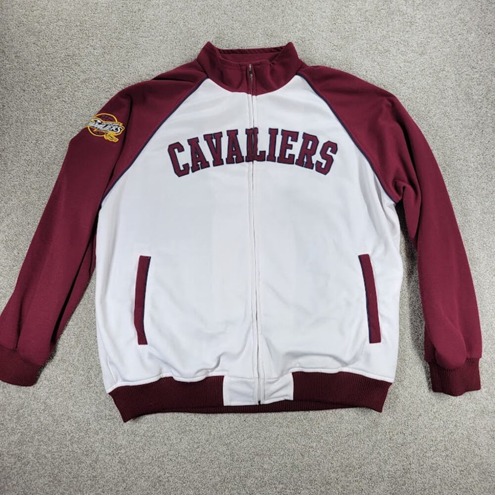 Cleveland Cavaliers Track Jacket Mens XXL White Red NBA Full Zip Raglan Sleeve